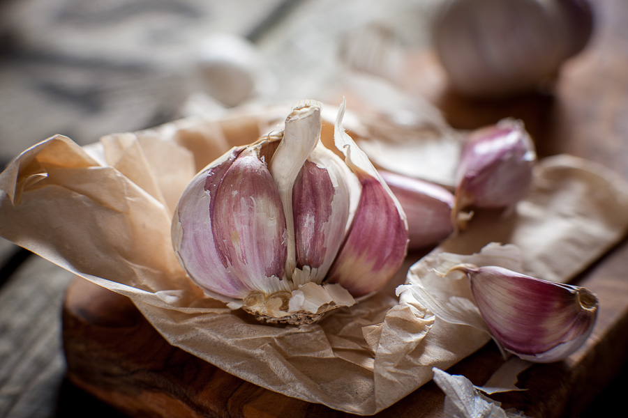 Garlic on a rustic background