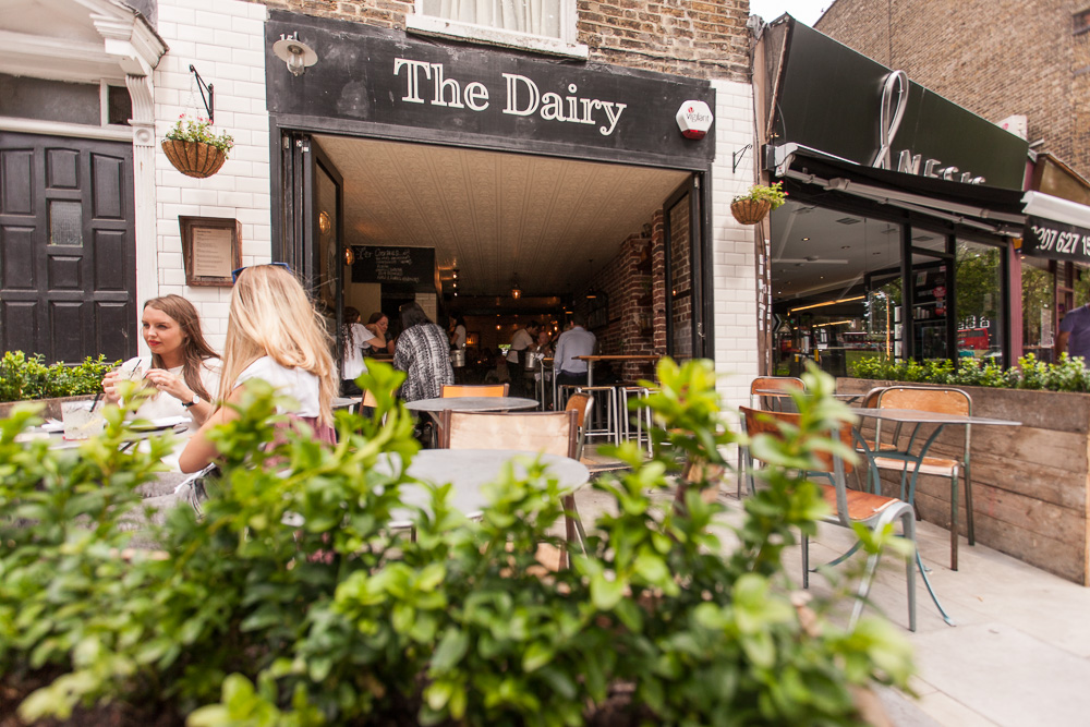 Out on the patio of The Dairy by Robin Gill