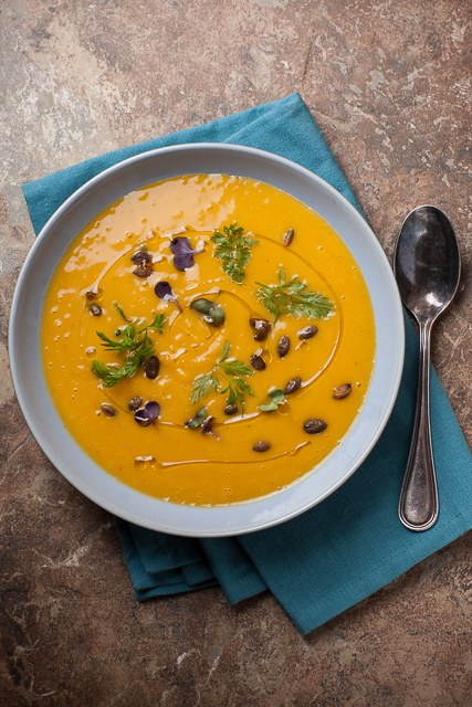 Beautiful bowl of pumpkin soup