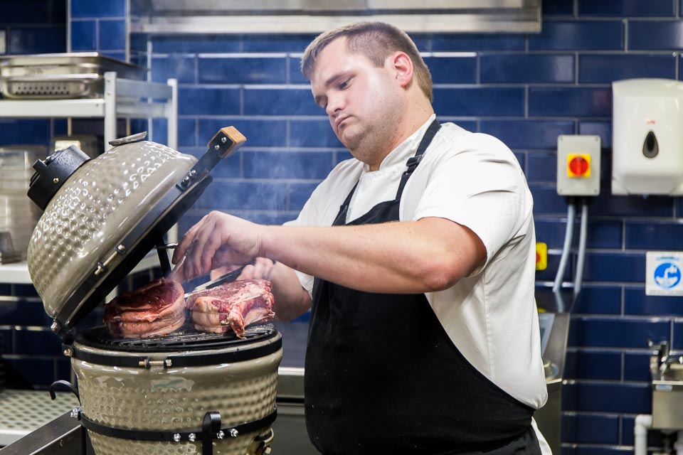 Restaurant photography: Chef Patron Steven Ellis in his kitchen at The Oxford Blue 